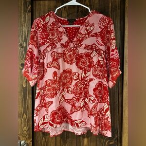 Anthropologie Vineet Bahl Floral Ruffle Trim Top Small